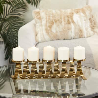 Gold Stainless Steel Contemporary Candle Holder - 20"L x 5"W x 5"H