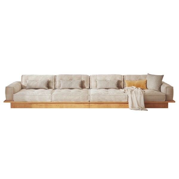 JASIWAY Corduroy Beige Sofa With Wood Frame - Bed Bath & Beyond