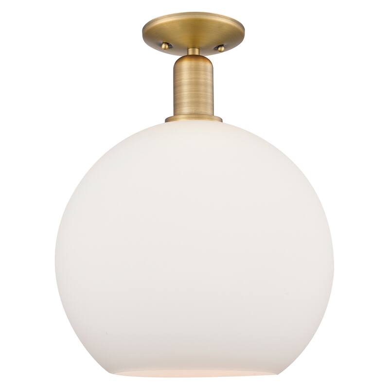 Innovations Lighting Endless Possibilities Arcadia - Athens - 1 Light 12" Semi-Flush Mount - Brushed Brass/Matte White