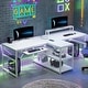 preview thumbnail 30 of 50, Two Person Double Computer Desk LED Gaming Desk 2 Storage Shelves 94.5"  - White