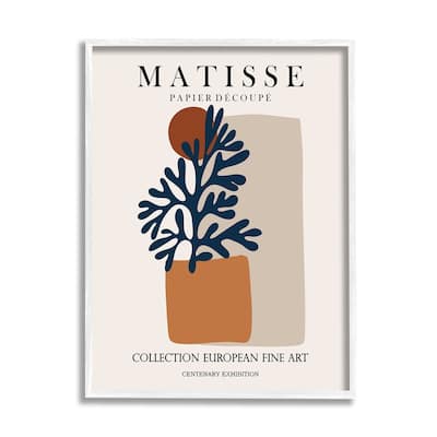 Stupell Contemporary Botanical Leaves Geometric Shapes Pattern Exhibition Framed Wall Art - Orange