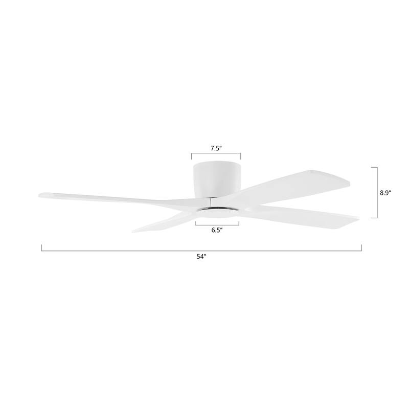 WINGBO 54" DC Flush Mount Ceiling Fan with Remote