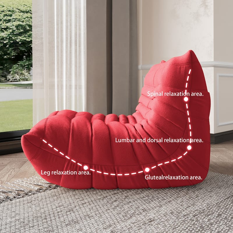 Single Lazy Sofa Teddy Fabric Soft Sponge Lounger Bean Bag Chair