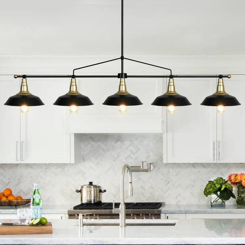 4/5-Light Industrial Linear Bowl-shaped Chandelier Lighting over Kitchen Table