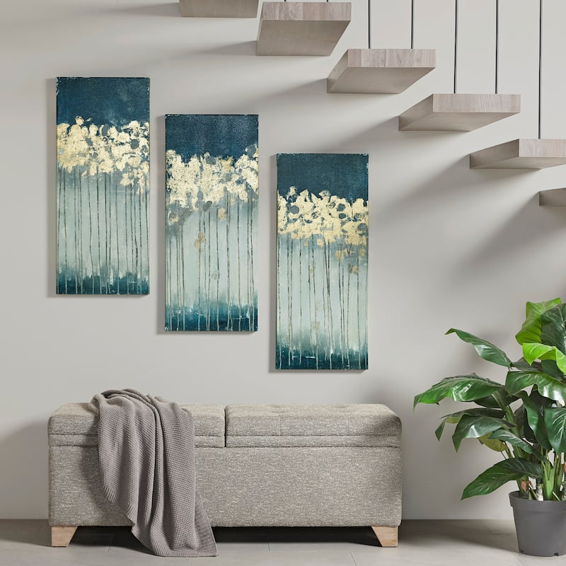 Madison Park Dewy Forest Gold Foil Abstract 3-piece Canvas Wall Art Set