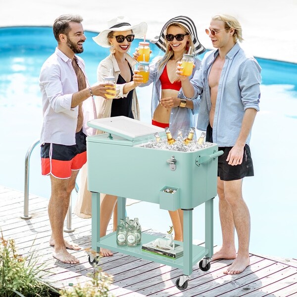 green rolling cooler