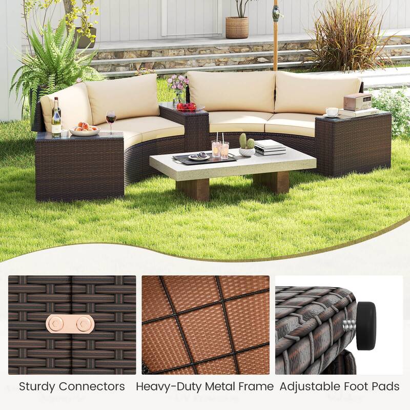 Costway 5 PCS Patio Furniture Set with Tempered Glass Top Side Tables - See Details