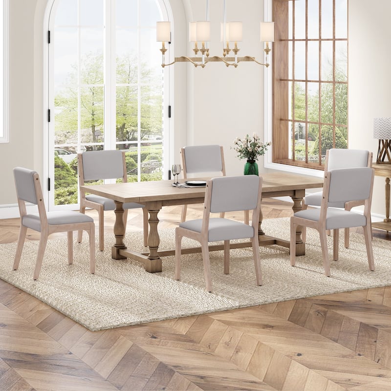 Wooden Dining Chairs Set of 2, Modern Fabric Upholstered Kitchen Side Chairs, Farmhouse Dining Room Accent Chair