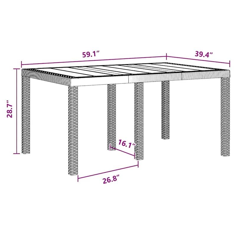 vidaXL Garden Table Anthracite/Brown poly rattan