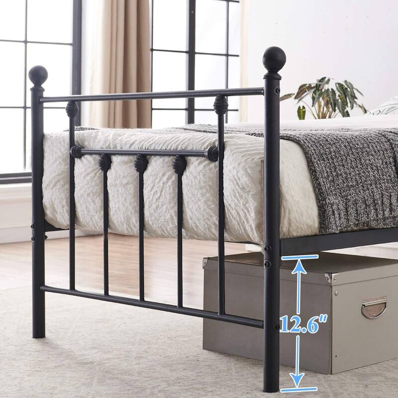 Victorian Steel Slat Bed Frames Twin /Full Queen Beds, White/Black-2 Color Options