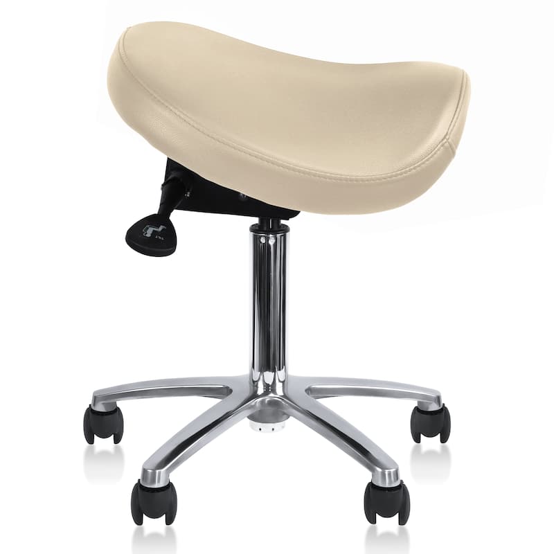 Adjustable Black Firm Saddle Stool Tilt Chair With Wheels Salon Dental Hygienist Rolling Dentist Clinical Hospital Lab - Beige