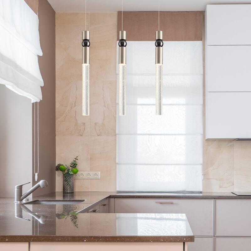 1-Light Crystal Bubble Pendant Light Fixture, Kitchen Hanging Pendant Light