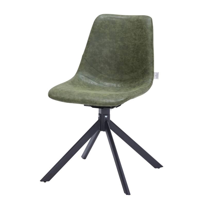 Markley Leather Dining Chair 360 Degree Swivel with Iron legs Modern Accent Side Chair Set of 2