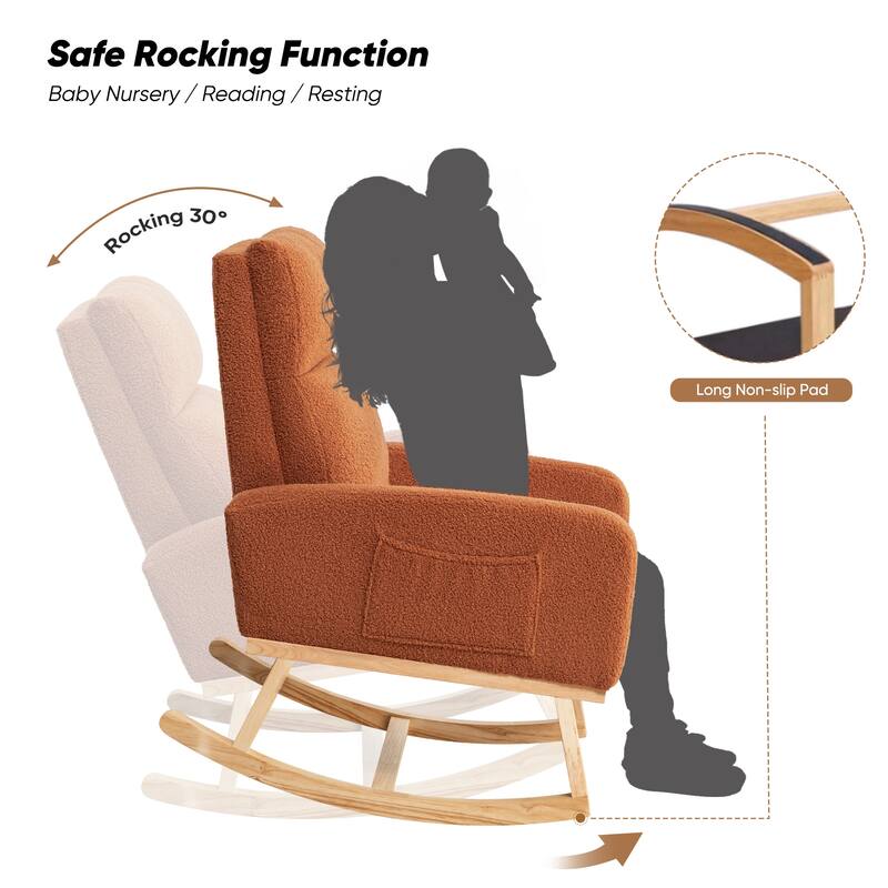 HOMYKA 28" Wide Rocking Chair for Nursery with Solid Wood Leg