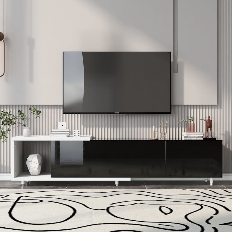 70.1"-100" Adjustable TV Stand with Storage, Modern Entertainment Center for TVs up to 80", Extendable Media Console
