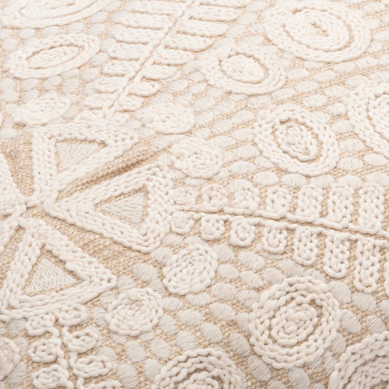 Zoha Embroidered Neutral Throw Pillow