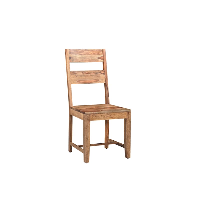 HomeRoots Set of Two Brown Solid Wood Ladder Back Dining Side Chairs - 18 in. x 39 in. x 18 in.