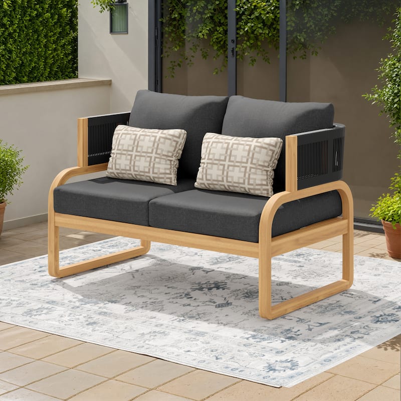 Corvus Rocio Outdoor Loveseat with Sunbrella Cushions and Pillows