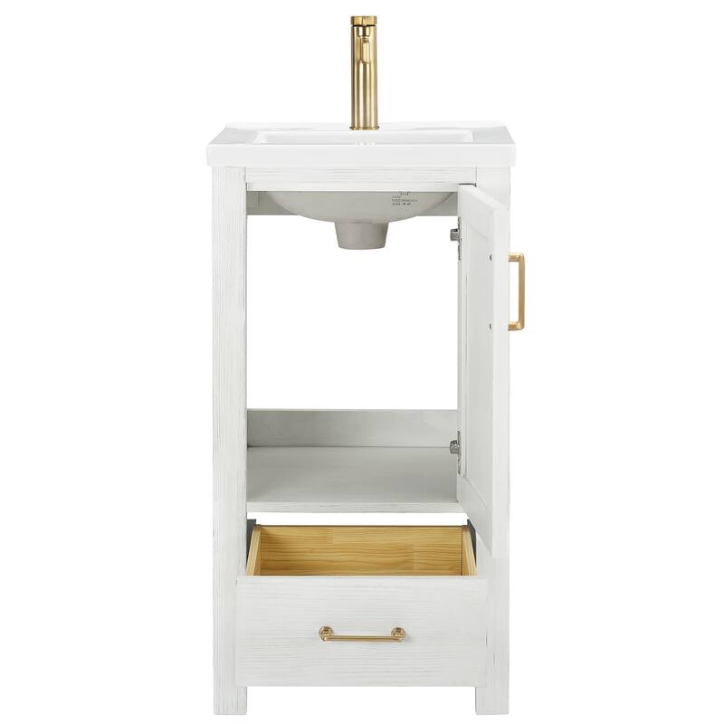 Gela Single Sink Bath Vanity with Drop-In Ceramic Basin without Mirror