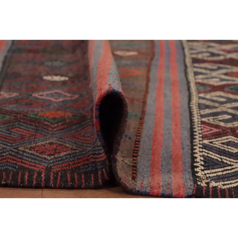 Hand Woven Oriental 100% Wool Carpet Southwestern Tribal Multi-Colored Kilim Area Rug - 7' 7'' X 5' 3''