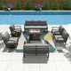 preview thumbnail 3 of 144, Aluminum Patio Outdoor Sectional Sofa Set with Fire Pit, Swivel Rocking Chairs and Ottomans