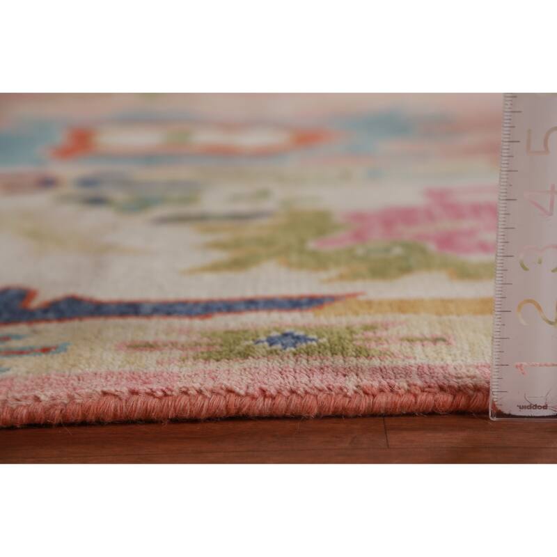 Pink Ivory Oushak Indian Large Rug Handmade Wool Carpet - 8'9" x 17'9"