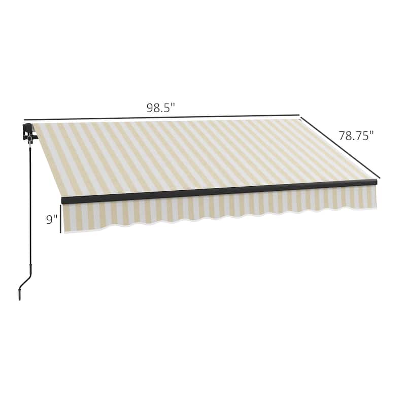 8' x 6.5' Retractable Awning, Awning Sunshade Shelter with Manual Crank Handle, 280gsm UV Resistant Fabric and Aluminum Frame