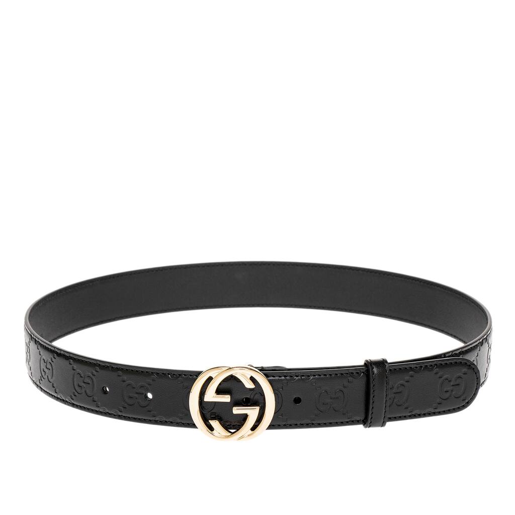 Gucci Signature Leather Belt - Medium Gucci Signature Leather Belt Black in Leather with Palladium  main image 4