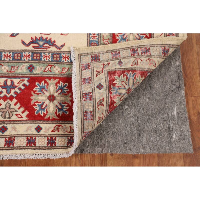 Beige / Ivory Kazak Area Rug Hand-Knotted Wool Carpet - 5'1" x 6'11"
