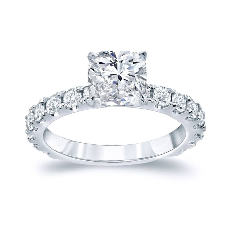 Auriya 14k Gold Classic 2 1/2ctw Cushion-cut Diamond Engagement Ring Certified (H-I, VS1-VS2) - White - 4
