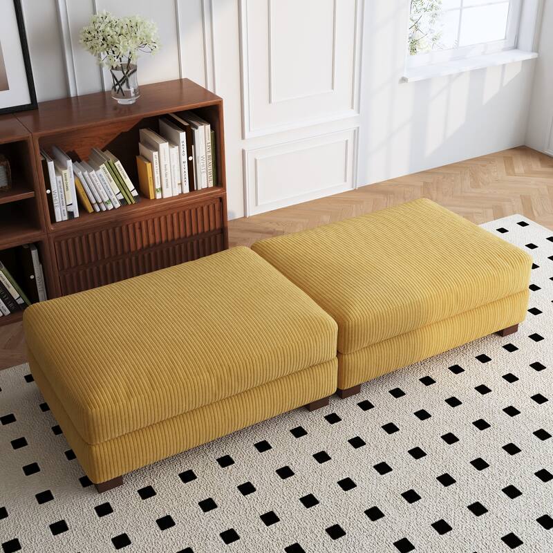 Modern Rectangular Ottoman Foot Rest Stool for Couch - Orange