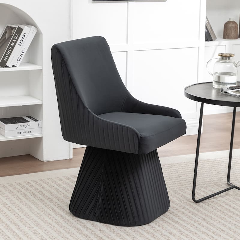 SEYNAR Modern Velvet 360 Degree Swivel Armless Dining chair - Black