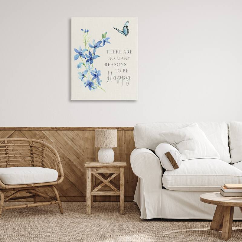 Stupell Reasons To Be Happy Floral Canvas Wall Art Design By Janet Tava