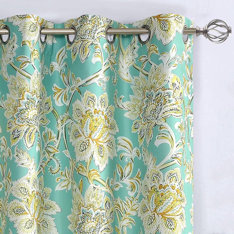 DriftAway Alyssa Jacobean Elegant Floral Leaves Pattern Window Curtain