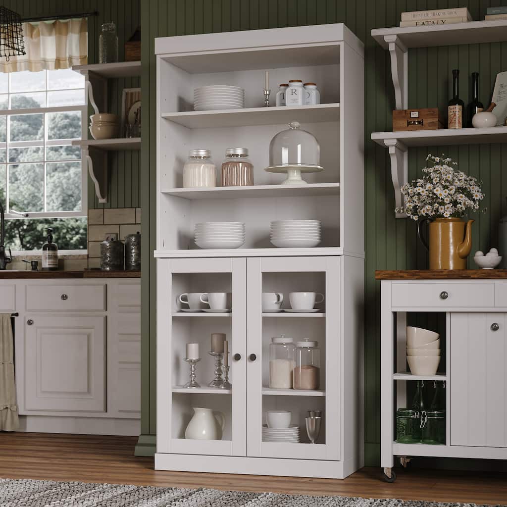 100% Solid Wood 32" Kitchen Pantry Cabinet with 2 Doors by Palace Imports