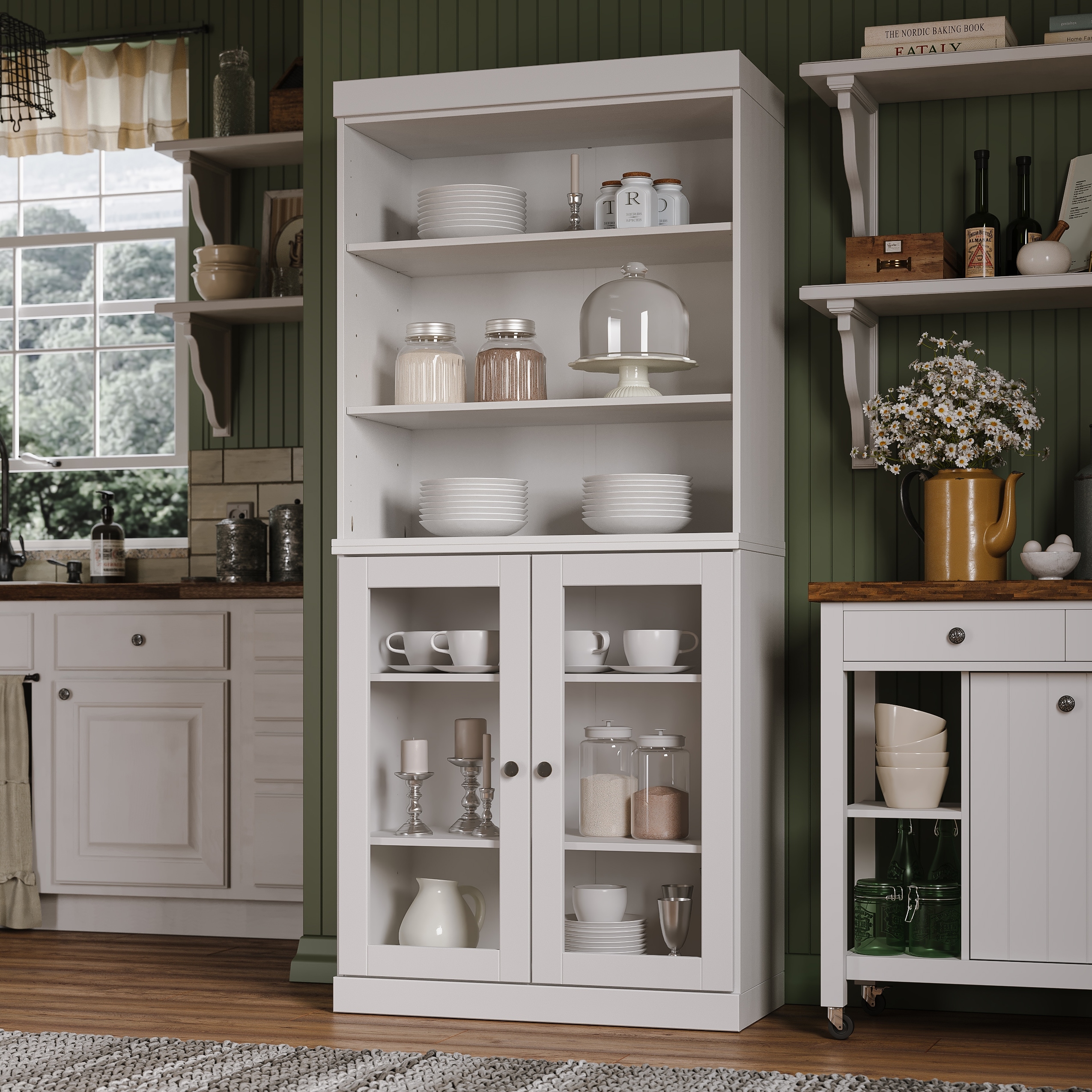 Palace Imports 100% Solid Wood Tall Pantry Cabinet, 32" W x 71.5" H