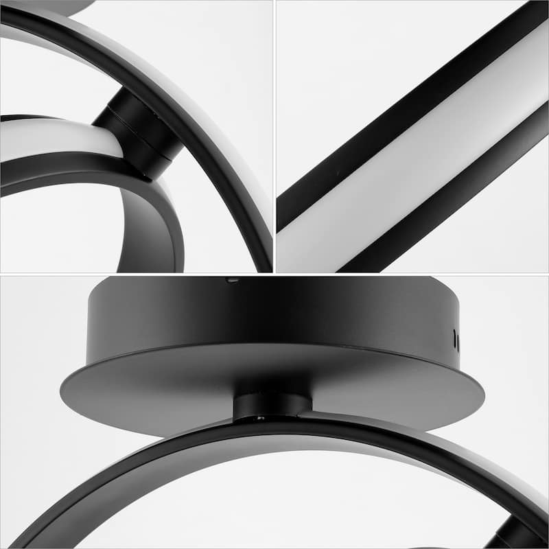 Chantelle 14.25" 2-Light Modern Minimalist Aluminum Ring Integrated LED Semi Flush Mount, by JONATHAN Y - 14.25