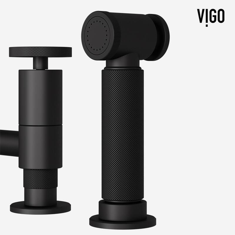 VIGO Cass 12" H 2-Handle Widespread Bridge Pull-Out Sprayer Kitchen Faucet