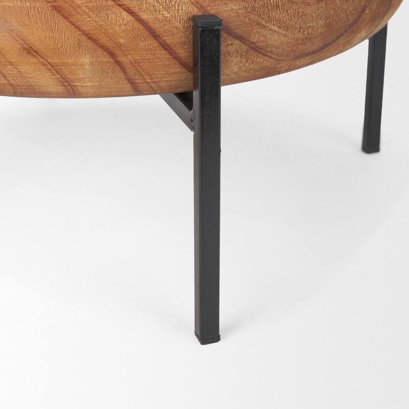 Wally Large & Medium Round Brown Wood Trays (Set of 2) - 14.3L x 14.3W x 6.8H