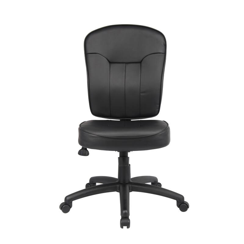 Sera Modern Task Chair, Mid Back Black LeatherPlus, Large Cushions