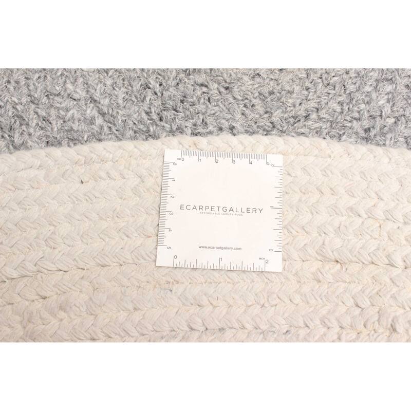 ECARPETGALLERY Braid weave Sienna Grey Wool Rug - 3'10 x 3'10