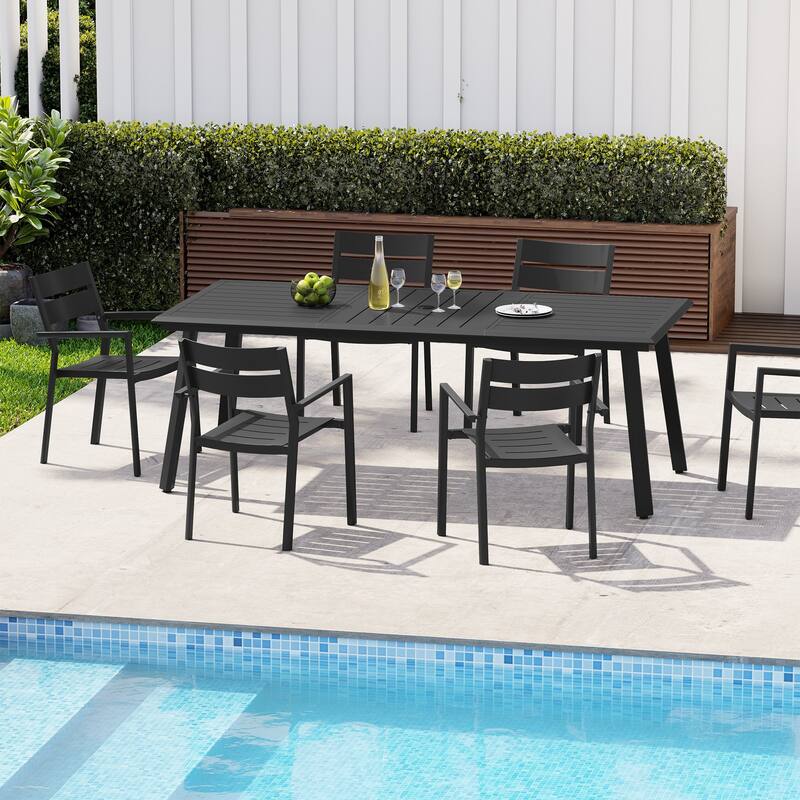Outdoor Aluminum Dining Table with Umbrella Hole