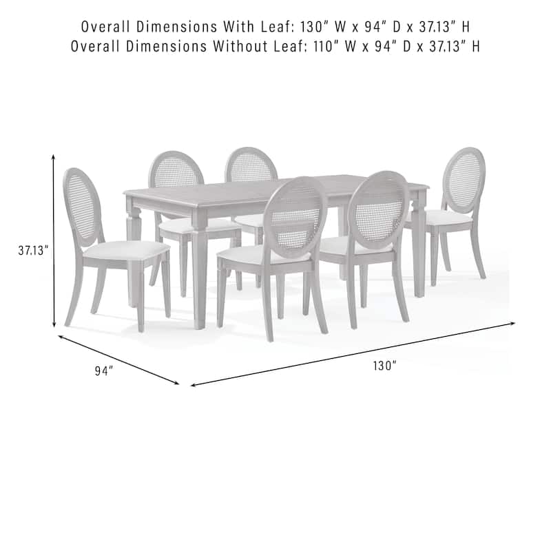 Crosley Katia 7Pc Dining Table Set For 6 Cane-Back Upholstered Chairs