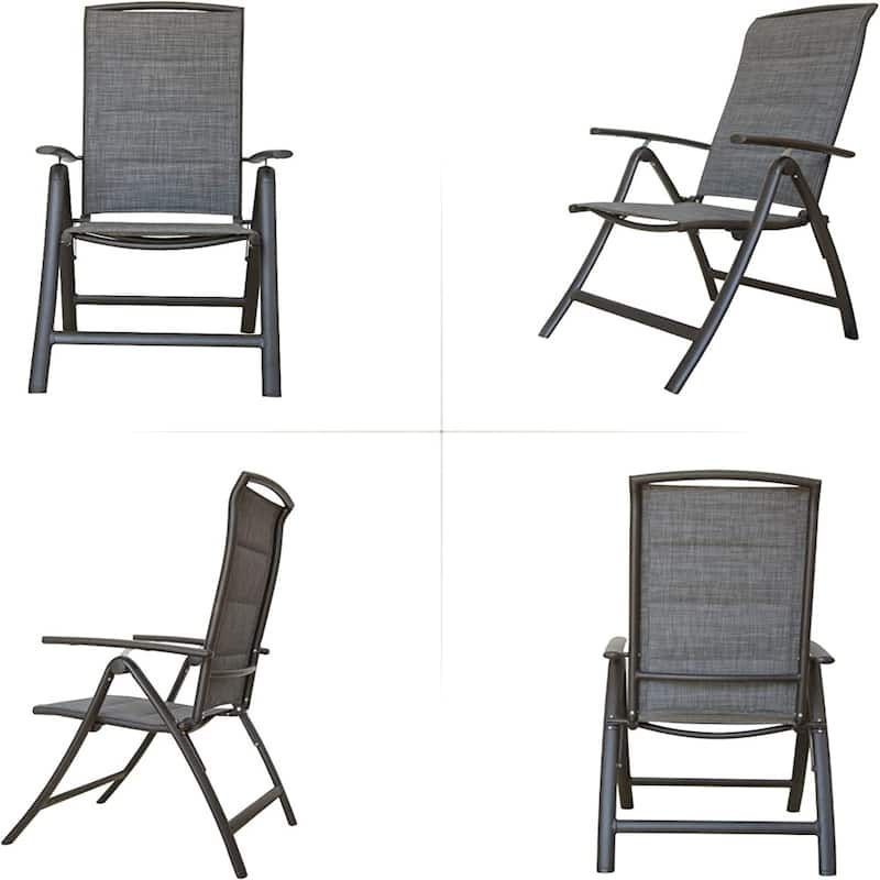 2-Piece Folding Patio Reclining Chair Aluminium Adjustable Backrest