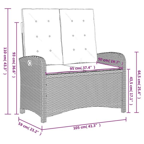 dimension image slide 28 of 31, vidaXL Patio Dining Set with Cushions Outdoor Seating Gray Poly Rattan