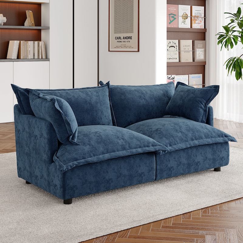 Double Layer Cushion Comfy Cloud Modular Sectional Sofa Set - 2*Corner Sofa-Navy - Symmetrical