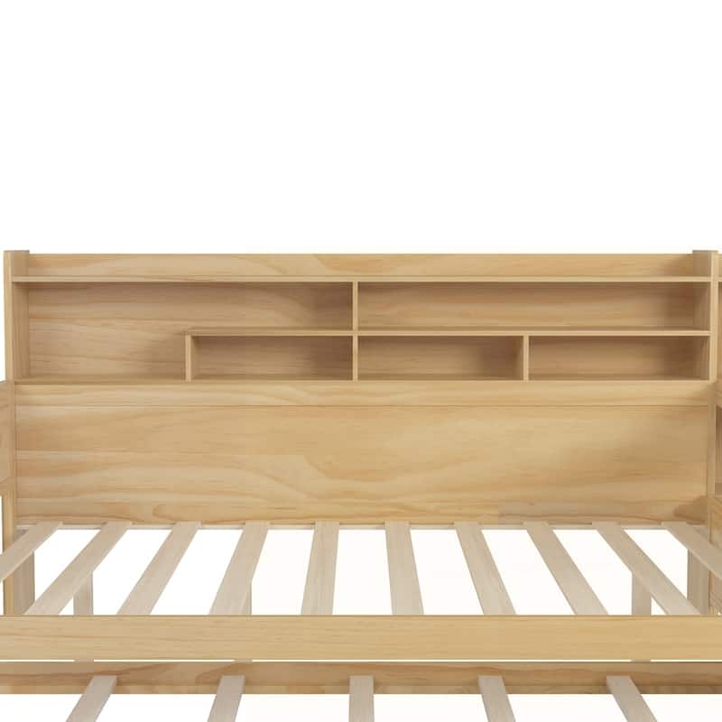 Wooden Daybed with Storage Shelves