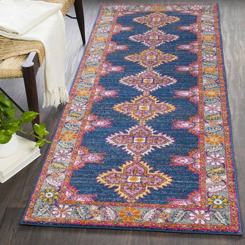 Livabliss Harput Bohemian & Eclectic Oriental Area Rug - Navy - 2' 7" x 7' 3"