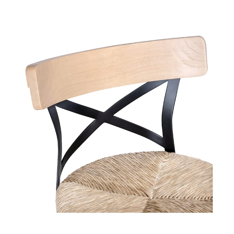 Mia Swivel Counter Chair, Black Metal Cross Back, Blonde Oak Brown