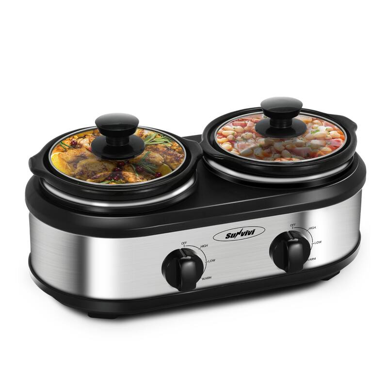 Royalcraft 2 Pot Slow Cooker Stainless Steel Buffet Server 1.25 Quart